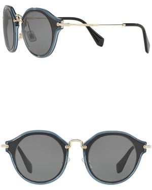 Miu Miu Round 49Mm Acetate Frame Sunglasses - Gray
