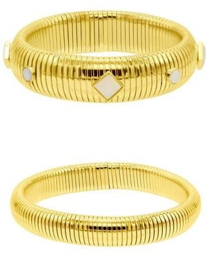 Adornia Set Of 2 Omega Stretch Bracelets - Yellow