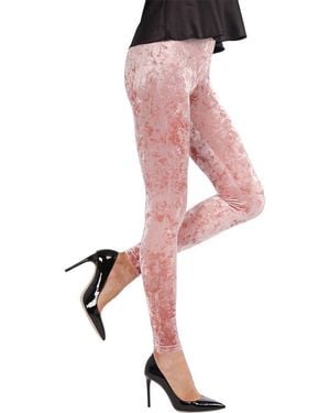 Memoi Crushed Velvet Leggings - Pink