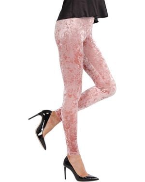 Memoi Crushed Velvet Leggings - Pink