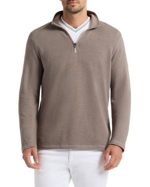 Robert Graham Griffin Cotton Blend Quarter Zip Pullover - Brown