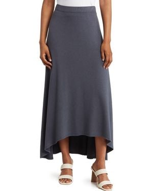 Go Couture Asymmetric High-Low Knit Skirt - Blue