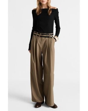 Mango Wallis Mixed Media Belted Jumpsuit - Black