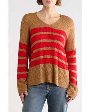 Wishlist Stripe Long Sleeve Sweater - Red