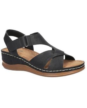 Easy Street Lani Faux Leather Wedge Sandal - Black