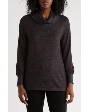 Matty M Cowl Neck Long Sleeve Knit Top - Black