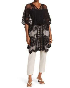 Vince Camuto Leaf Lace Topper - Black