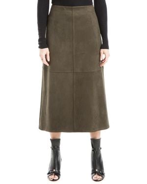 Max Studio Faux Suede A-Line Skirt - Green