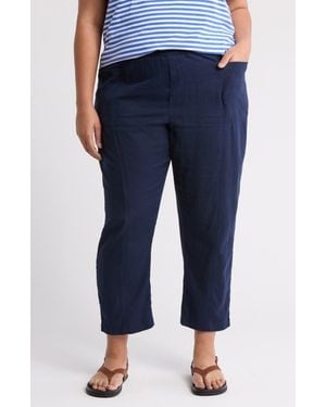 Caslon Linen Blend Pull-On Crop Pants - Blue
