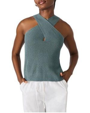 Steve Madden Ellery Crossover Neck Sleeveless Sweater - Blue