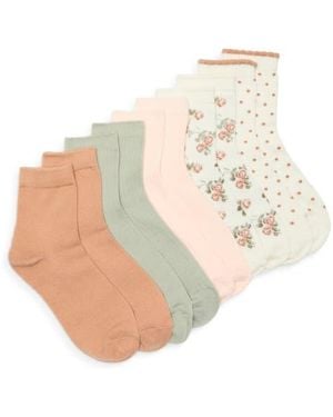 Nordstrom Rack 5-Pack Floral Scallop Dress Socks - White