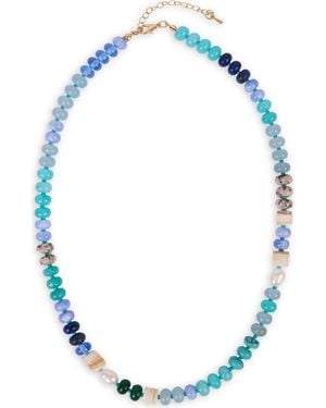 Saachi Mixed Bead Statement Necklace - Blue