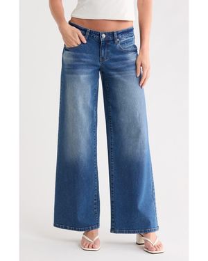 Fade Out Loud Low Rise Wide Leg Jeans - Blue