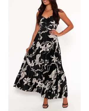 Petal & Pup Angelique Floral Pleated Wide Leg Jumpsuit - Black