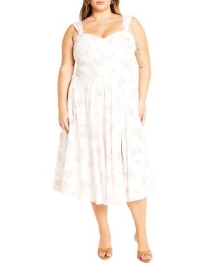 City Chic Marylou Print Sleeveless Midi Dress - White