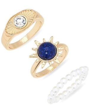 Leith Mixed Sun 3-Pack Rings - Blue