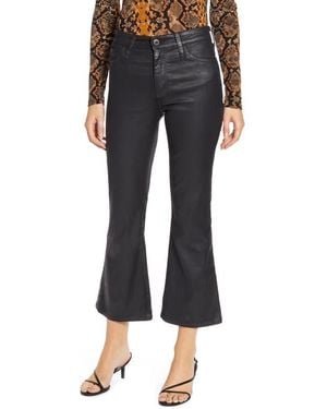 AG Jeans The Quinne Coated High Waist Crop Flare Jeans - Black