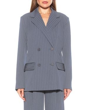 Alexia Admor Oversize Pinstripe Double Breasted Blazer - Gray