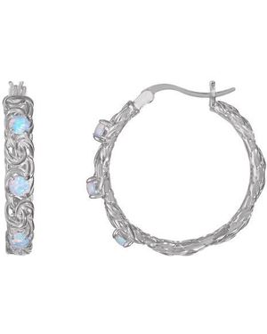 FZN Sterling Byzantine Gemstone Hoop Earrings - Multicolor
