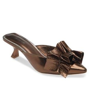Kaanas Bella Ruffle Kitten Heel Mule - Brown
