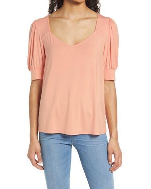 Gibsonlook Sweetheart Neck Knit Top - Blue