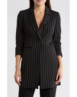 DKNY Wall Street Pinstripe Longline Blazer - Black