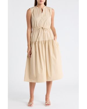10 Crosby Derek Lam Margaret Sleeveless Poplin Midi Dress - Natural