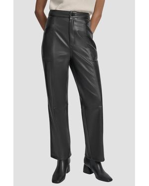 DKNY Faux Leather High Waist Pants - Gray