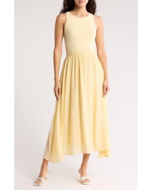 Blu Pepper Mixed Media Midi Dress - Natural