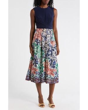 Vince Camuto Sleeveless Twofer Midi Dress - Multicolor