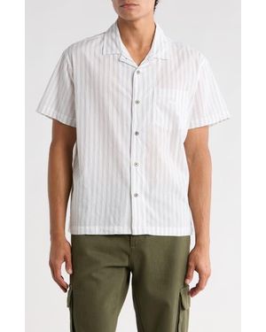 Obey Rizzo Pinstripe Cotton Camp Shirt - White