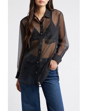 Rails Sofiya Sheer Oversize Button-Up Shirt - Black