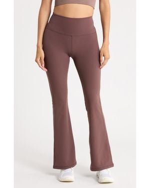 90 Degrees Felix Rib Everyday Flare Leggings - Purple