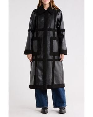 Hutch Ozzie Faux Shearling Trim Coat - Black