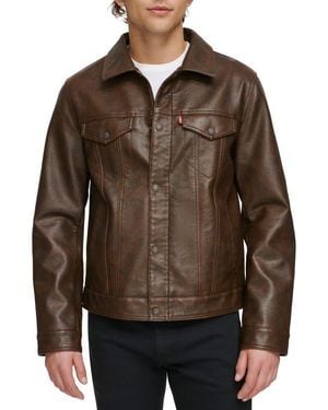 Levi's Faux Leather Trucker Jacket - Brown