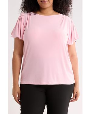Anne Klein Cascade Flutter Sleeve Top - Pink