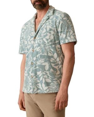 Faherty Cabana Floral Short Sleeve Terry Cloth Button-Up Shirt - Multicolor