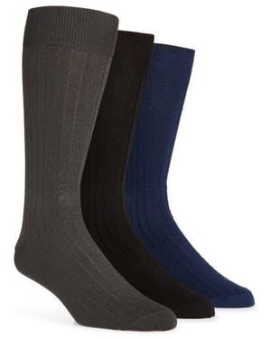 Lorenzo Uomo Assorted 3-Pack Cotton Blend Dress Socks - Blue