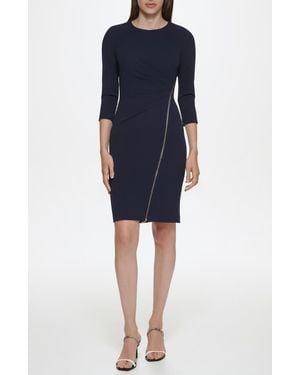 Calvin Klein Zip Trim Sheath Dress - Blue