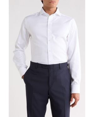 Lorenzo Uomo Trim Fit Solid Textured Dress Shirt - White