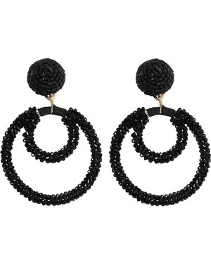 Panacea Beaded Orbital Drop Earrings - Black