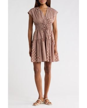 10 Crosby Derek Lam Tora Floral Print Shirred Dress - Brown