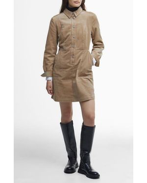 knee length dresses for ladies Barbour International Aria Leather Midi Dress, Black main image 0