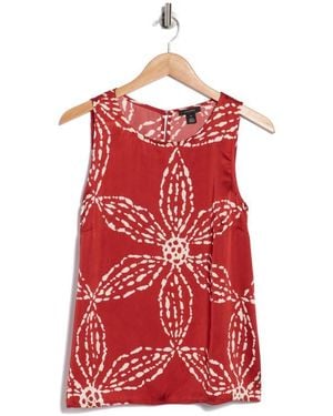 Halogen® Floral Print Shell Tank - Red