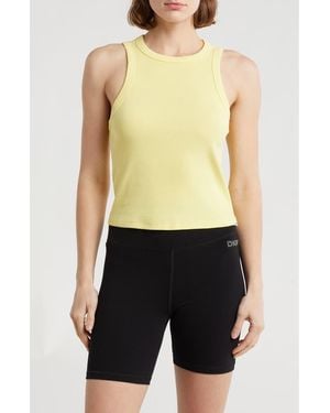 DKNY High Neck Rib Tank Top - Yellow
