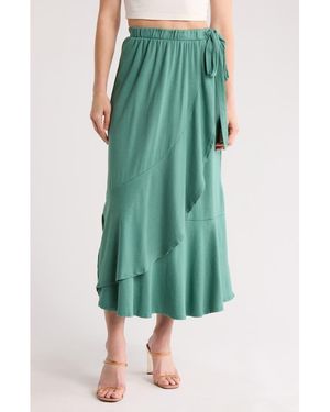 Go Couture Wrap Midi Skirt - Green