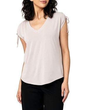 Gibsonlook Cinched Shoulder Cap Sleeve T-Shirt - White