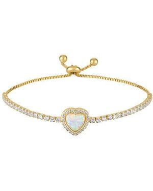 FZN Lab Created Opal Heart Bracelet - Metallic