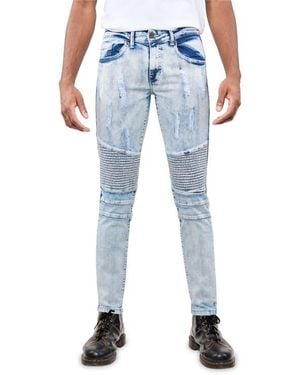 Xray Jeans Stretch Mid Rise Skinny Moto Jeans - Blue