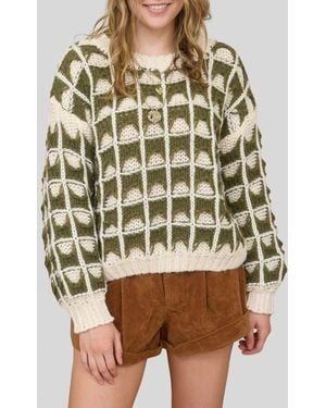 Blu Pepper Open Stitch Sweater - Green